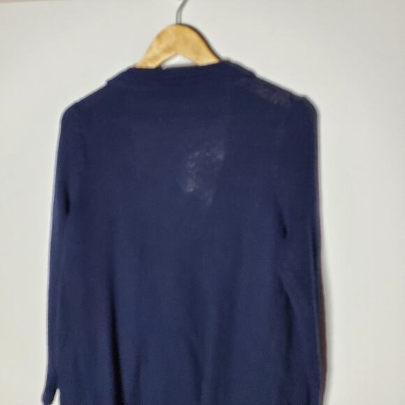 Torrid drape front dark blue waffle knit cardigan sweater Size 0 -Large - Picture 5 of 9